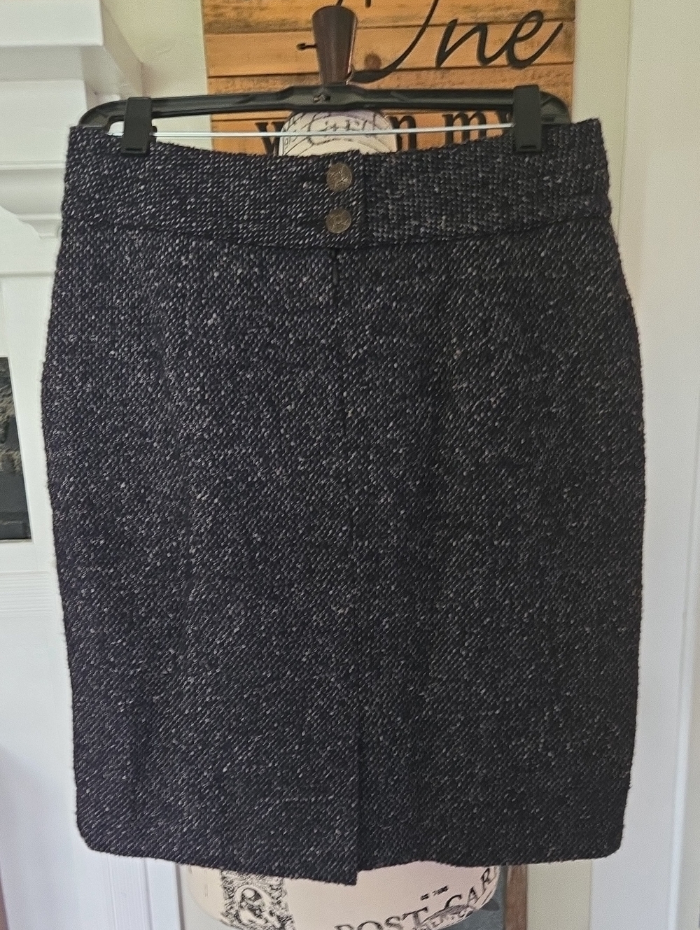 CAbi Classic Black Tweed Pencil Skirt - Women's - Picture 3 of 7